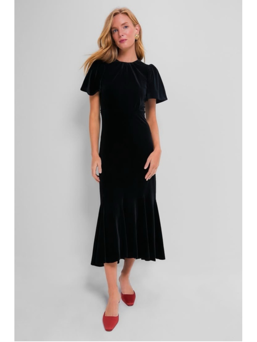 New Tuckernuck Velvet Nicolette Midi Dress Black M Cocktail Party Formal Evening